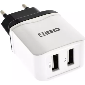Mobilās ierīces lādētājs 2GO 795999 universāls balts maiņstrāvas iekštelpu 2 USB pieslēgvietas