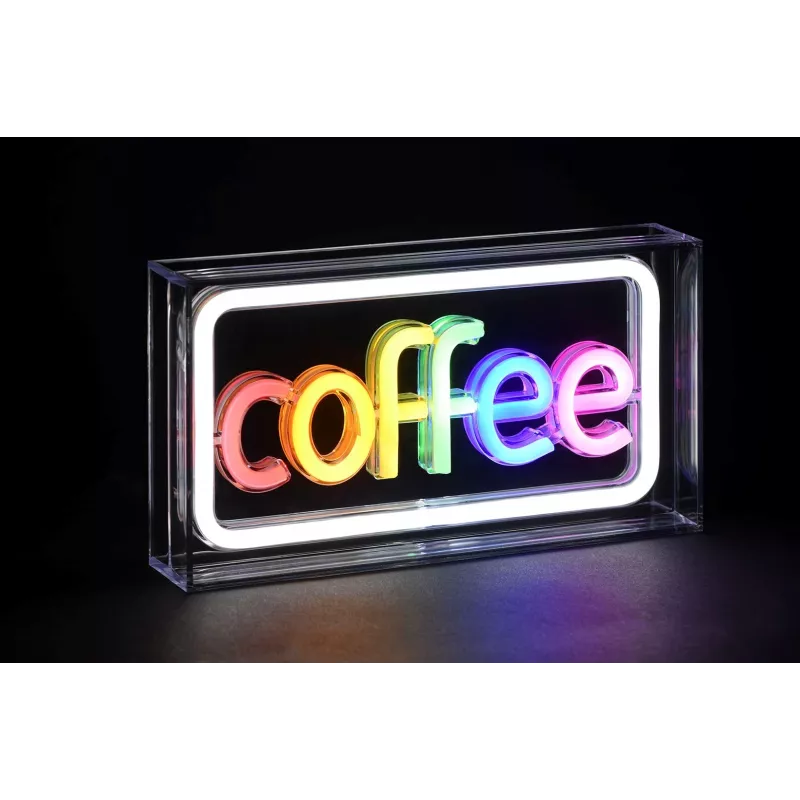 Neona LED zīme ActiveJet AJE-NEON COFFEE, daudzkrāsu, USB 5V, virsmas montāža, AS plastmasas rāmis