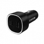 Auto lādētājs CANYON OnDrive 60 PD 60W 2xUSB-C — 60 W jauda, 2 USB-C pieslēgvietas, melns