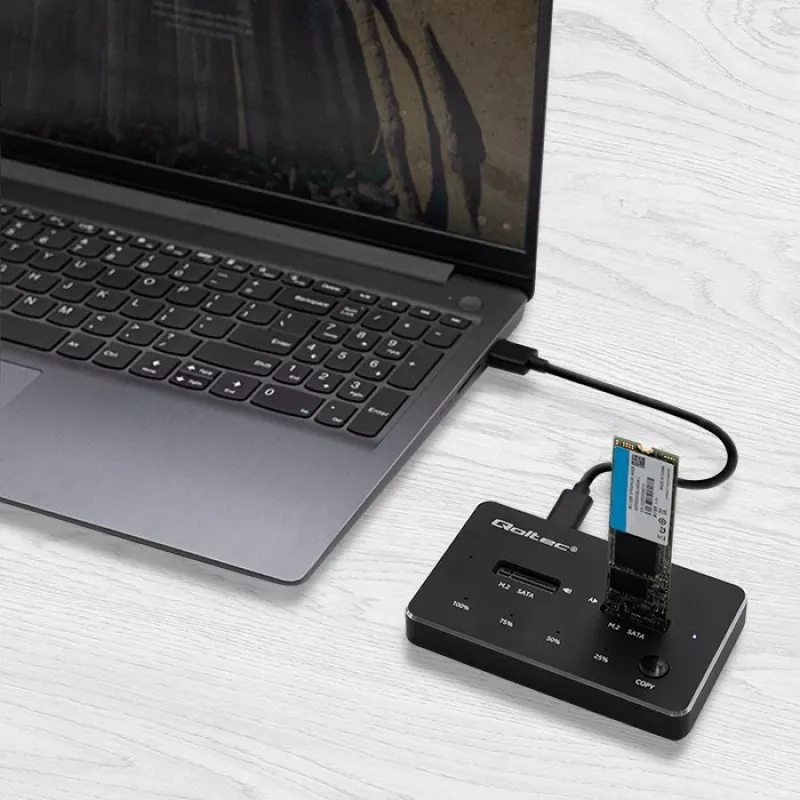 Qoltec 50310 Drive dokstacija 2x SSD M.2 SATA NGFF USB Type C