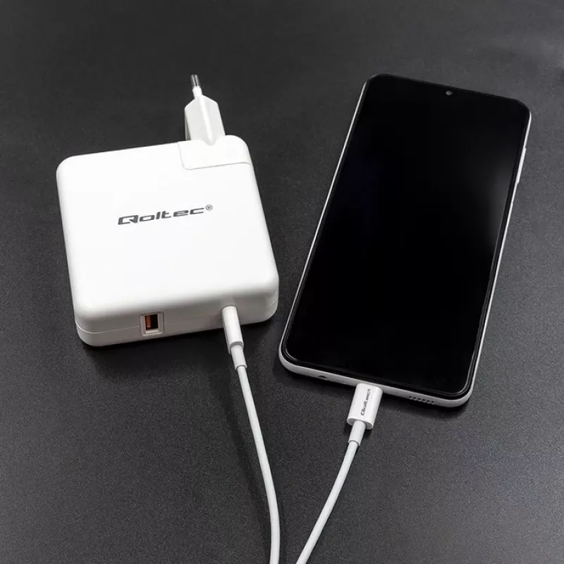 Qoltec GaN lādētājs FAST 108W | 5-20V | 3-4.7A | USB C | Balts