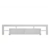 TV statīvs Cama Meble TORO 200 — 2000×350×410 mm, pelēka virsma no skaidu plātnes, pelēks/balts spīdums
