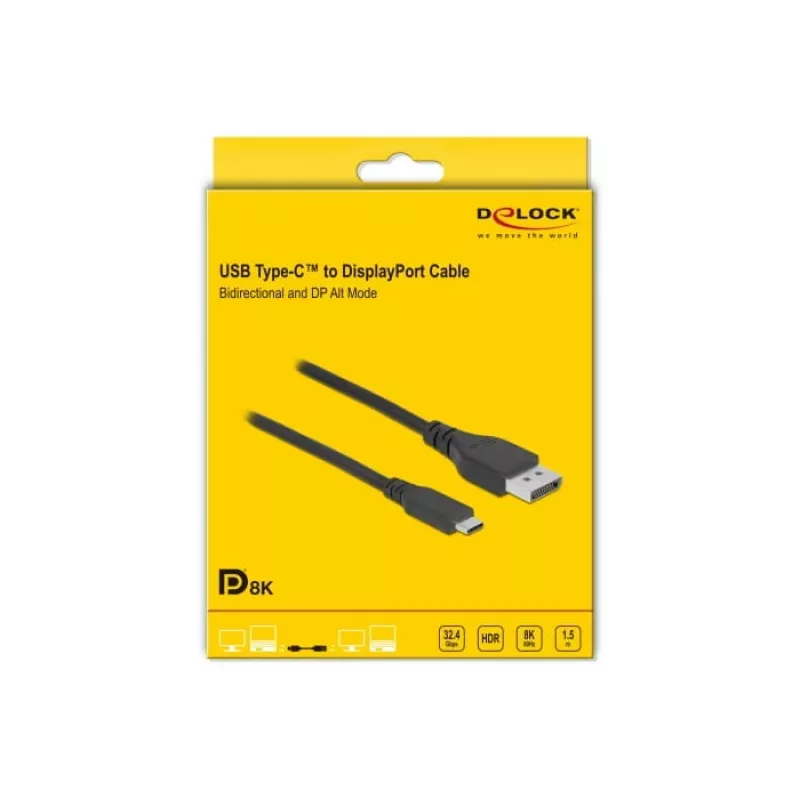 USB Type-C uz DisplayPort kabelis DeLOCK 86040 8K 60 Hz 1,5 m
