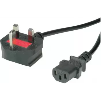 VALUE - Strāvas kabelis - BS 1363 (M) leņķveida uz IEC 60320 C13 taisns - maiņstrāva 250 V - 10 A - 1,8 m - melns