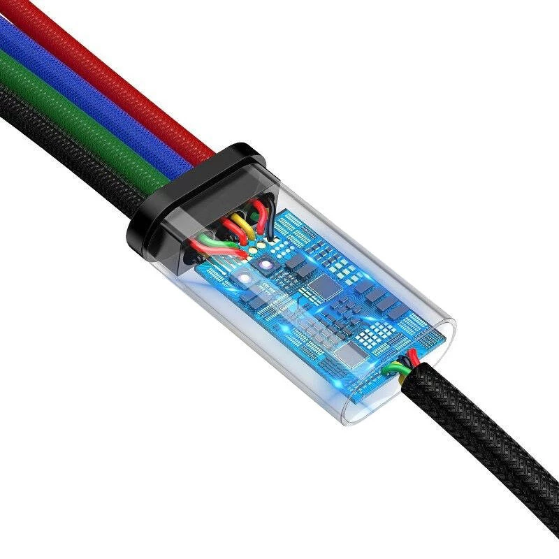 Baseus Fast 4in1 USB kabelis 2xUSB-C / Lightning / Micro 3.5A 1.2m (melns)