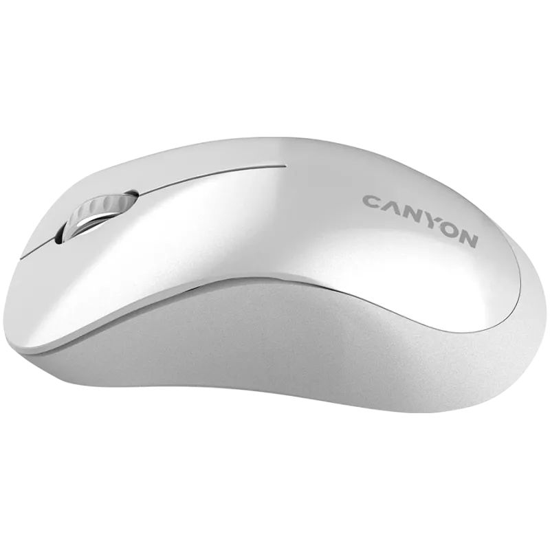 CANYON MW-11, 2,4 GHz bezvadu pele, 3 pogas, 1200 DPI, baterija: AAA*2 gab., perlamutra balta pelēka, 67*109*38 mm, 0,063 kg