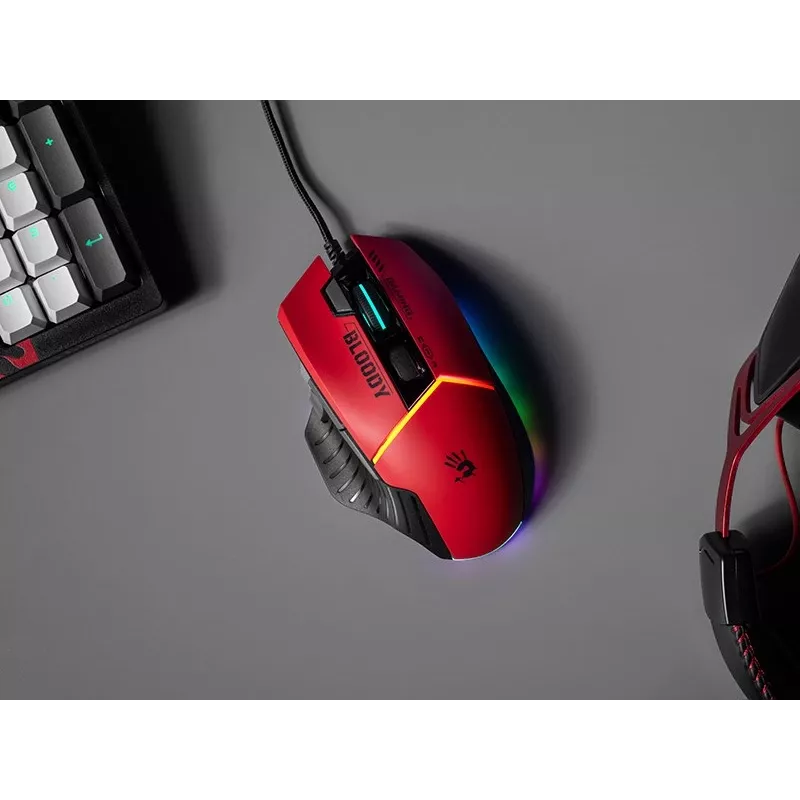 Spēļu pele A4Tech Bloody W95Max — labrocīga, vadu USB, 12000 DPI, 1 ms, 250 ips, 50M klikšķi, 146 g