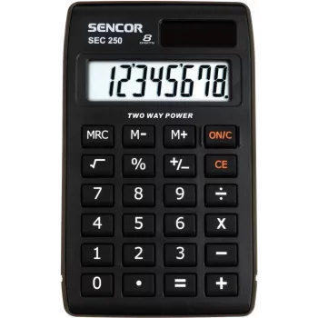 SENCOR SEC 250 kabatas kalkulators, 8 ciparu LCD, divkārša barošana
