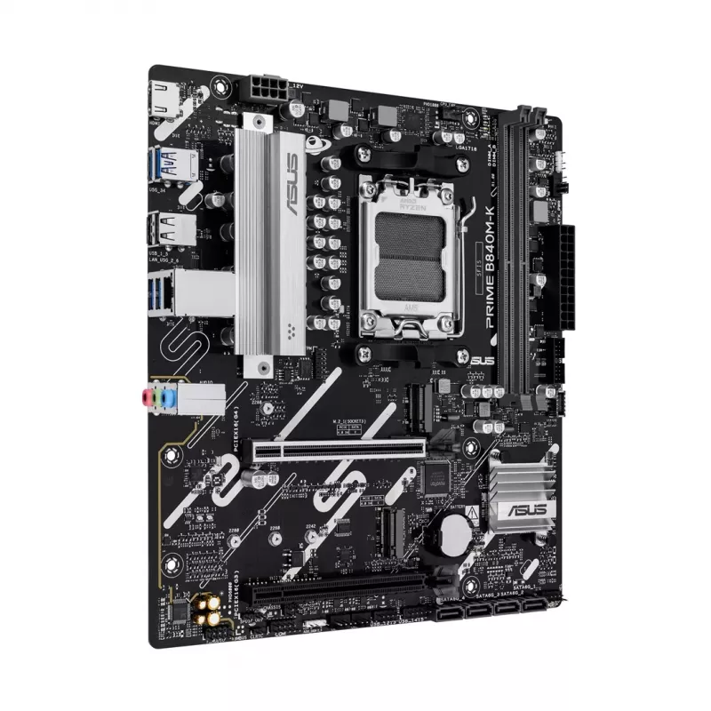 Mātesplate ASUS PRIME B840M-K — AMD B840, Socket AM5, micro ATX, DDR5, 2 DIMM, 128 GB, 2.5 GbE, M.2, SATA III
