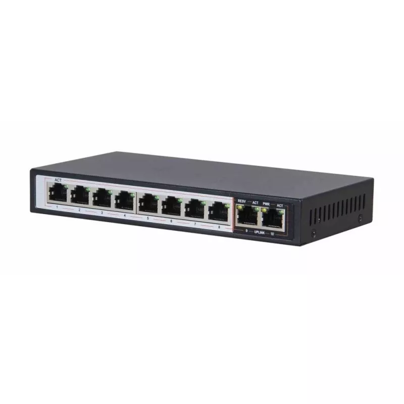 Extralink PoE slēdzis CERES 8x 100Mb/s PoE/PoE+, 2x RJ45 Uplink 100Mb/s, 96W