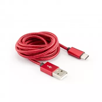 Sbox USB->Type-C M/M 1.5m CTYPE-1.5R Zemeņu sarkans
