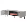 TV skapis cama meble LUCCA 180x40x59 cm, kašmira krāsas virsma, melns kamīns