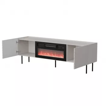 TV skapis cama meble LUCCA 180x40x59 cm, kašmira krāsas virsma, melns kamīns