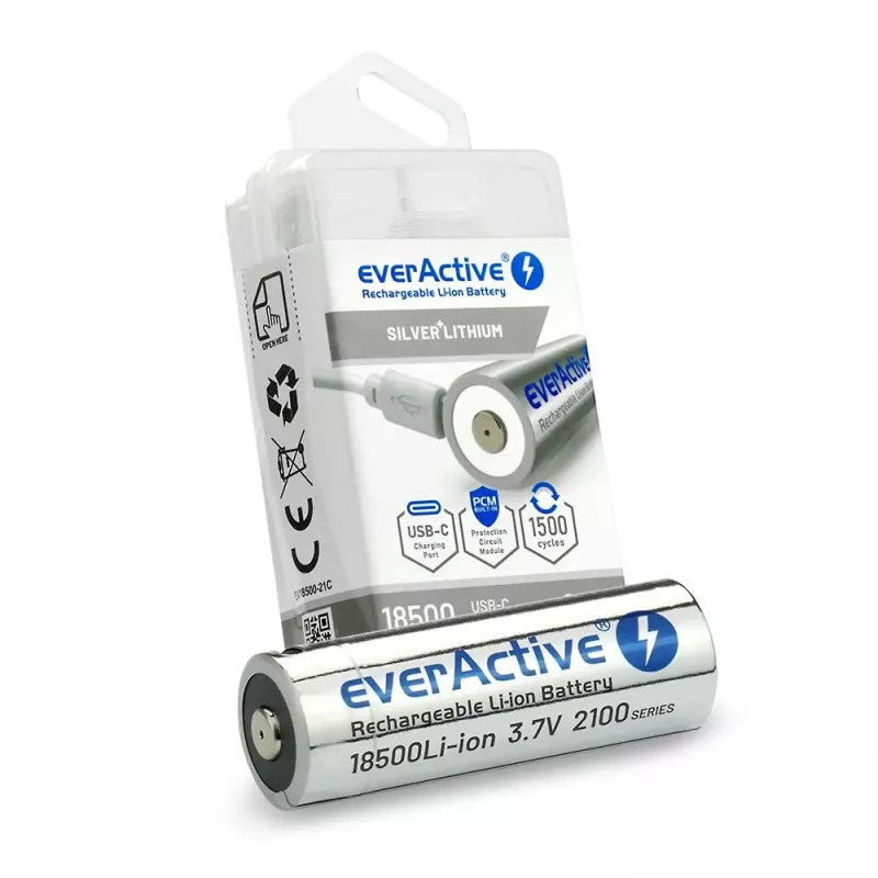 Akumulatora baterija 18500 3,7V Li-ion 2100mAh ar USB-C
