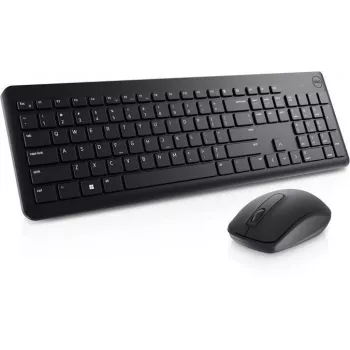 Bezvadu tastatūras un peles komplekts Dell KM3322W Melns — kompakts izkārtojums, bezvadu savienojums, iekļautas baterijas