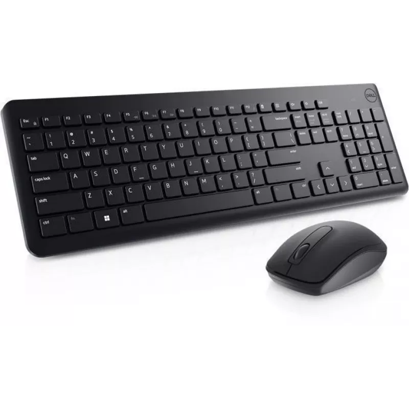 Bezvadu tastatūras un peles komplekts Dell KM3322W Melns — kompakts izkārtojums, bezvadu savienojums, iekļautas baterijas