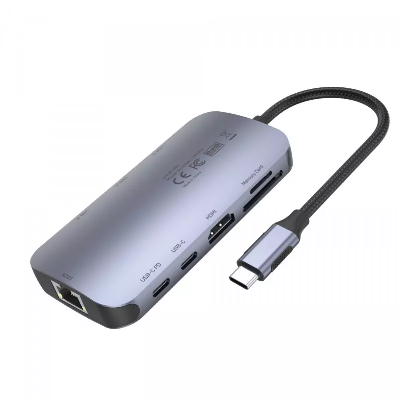 UNITEK D1071A interfeisa centrmezgls USB 3.0 SuperSpeed 5 Gb/s Sudrabs