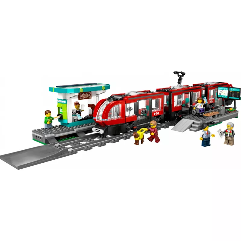 LEGO City pilsētas tramvaja un stacijas lomu spēles būvēšanas komplekts bērniem ar rotaļu tramvaju, dāvana zēniem un meitenēm no 7 gadu vecuma, kuriem patīk transportlīdzekļi