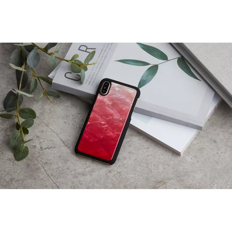 Viedtālruņa maciņš iKins iPhone XS / XS S — rozā ezera un melns, aizsargapvalks