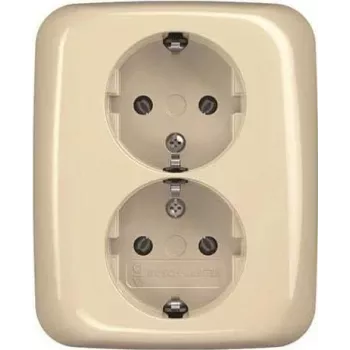 BUSCH JAEGER BJ 202 EUJ-212 SCHUKO Dubultā kontaktligzda ar pilnu pārsega plāksni