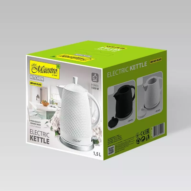 Maestro MR-069 elektriskā tējkanna 1,5 L 1500 W Melna