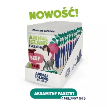 ANIMAL ISLAND pastēte ar liellopu gaļu maisiņos kaķiem 12x100g