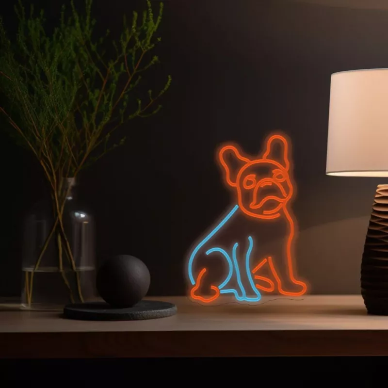 Neon Lights Dog MANTA SNL68MT franču buldoga stila dekoratīvs neona gaismeklis