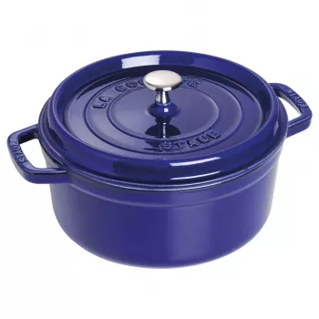 Staub 24 cm apaļa čuguna katls tumši zilā krāsā