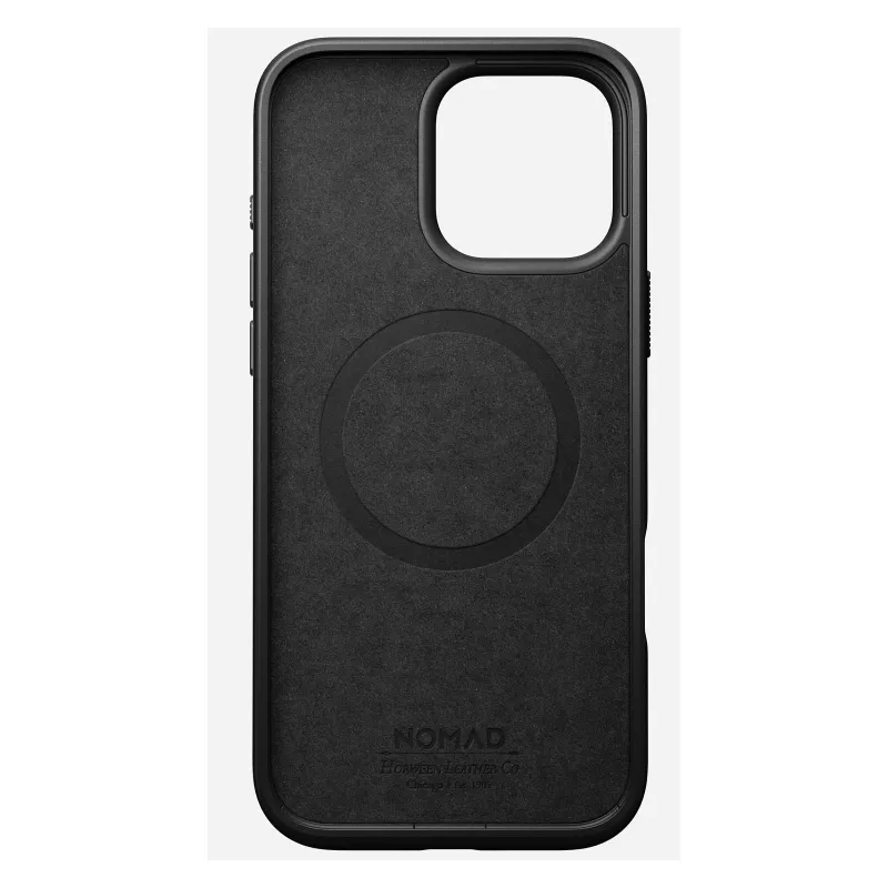 Mobilā tālruņa vāciņš Nomad Modern Leather vāciņš iPhone 16 Pro Max, 6.9 collas (17.5 cm), melns, āda+PC+TPU