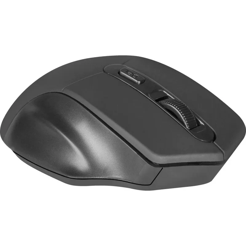 Bezvadu optiskā pele DEFENDER Datum MB-345 RF, piemērota abām rokām/labroču, 1600 DPI, 3 pogas, USB RF uztvērējs, melna