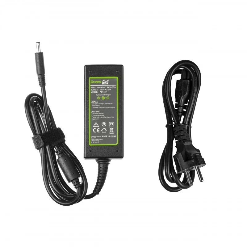 Strāvas adapteris zaļa Cell AD57AP 45W 19.5V 2.31A Dell klēpjdatoriem, iekštelpām, melns