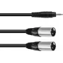 Audio adaptera kabelis Omnitronic 1x 3.5 mm TRS uz 2x 3-pin XLR, 1,5 m (modelis 30225158)