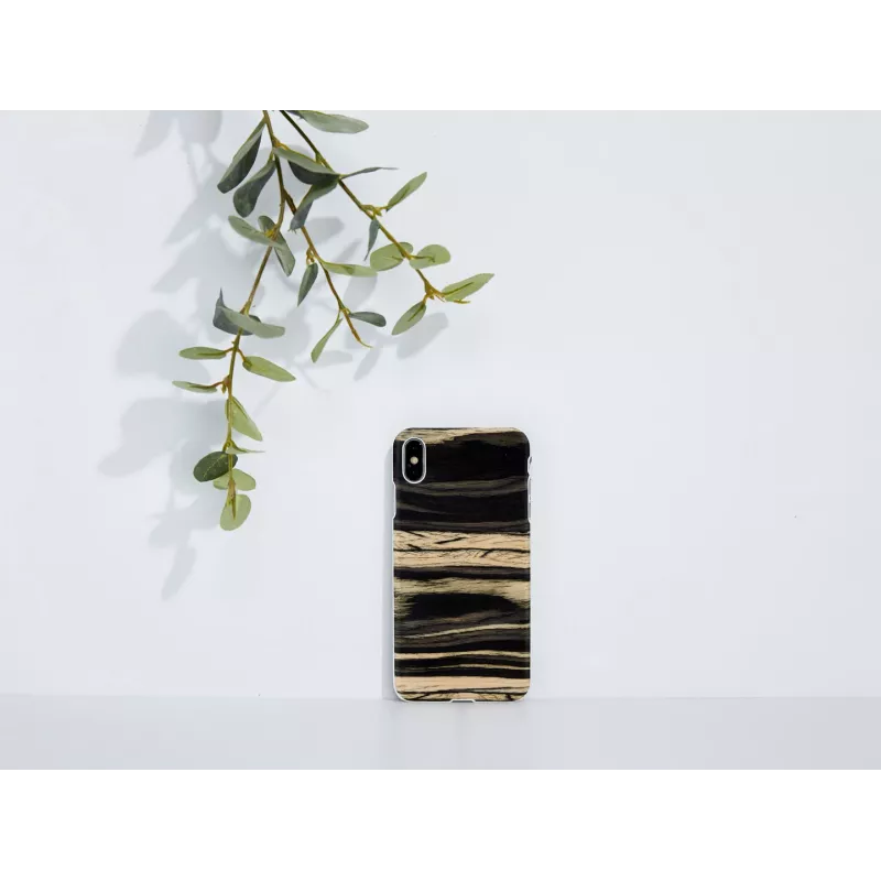Viedtālruņa maciņš man and wood iPhone XS Max — Baltā melnkoka apdare