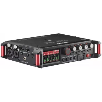 Pārnēsājams audio ierakstītājs Tascam FR-AV4 — 6 kanāli, 4 XLR combo + 2x 3,5 mm, 24/32 biti, 48/96/192 kHz, MicroSD līdz 512 GB, USB-C, PD