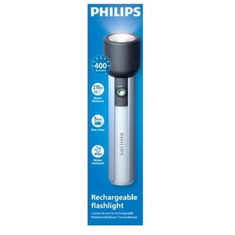Lukturis Philips Uzlādējams USB-C 400 lm 2000 mAh – pārnēsājama LED rokas gaisma