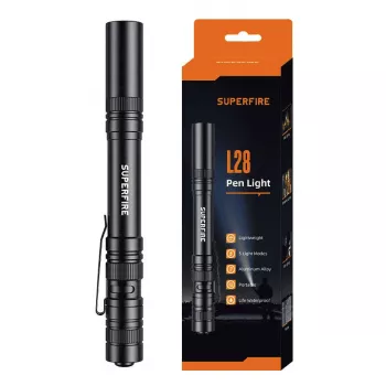 Kabatas lukturītis Superfire L28 — rokas LED lukturis, 121 lm, 5 W