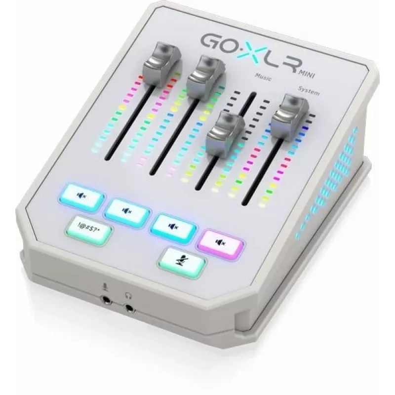 Audio mikseris TC-Helicon GO XLR Mini-WH balts — kompakts USB vokālais mikseris/saskarne straumēšanai