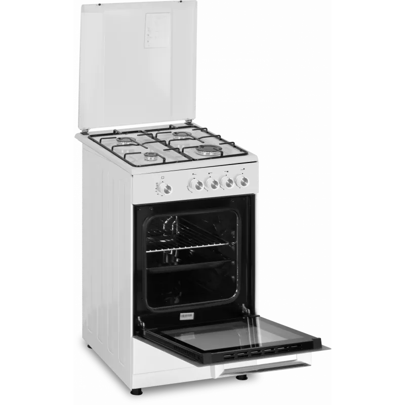 Simfer plīts 4401SGRBB Plīts virsmas veids Gāze Cepeškrāsns veids Gāze Balta Platums 50 cm 49 L Dziļums 55 cm