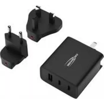 Ansmann USB lādētājs ceļojuma lādētājs TC315 / 3 A / 15,5 W / 3 pieslēgvietu USB lādētājs 15,5 W USB-A ligzda Smart IC melns iekštelpām (1001-0178)