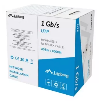 LANBERG tīkla kabelis LCU6-10CC-0305-S U/UTP Cat6 305 m, 23 AWG, CCA, pelēks
