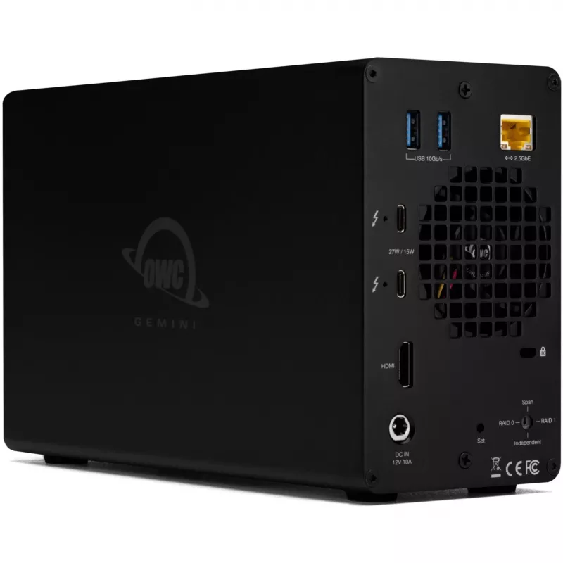OWC Gemini divu disku TB3 aparatūras RAID glabāšanas un dokstacijas korpuss — Thunderbolt 3 — Thunderbolt