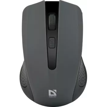 Bezvadu optiskā pele DEFENDER MM-935 RF, piemērota abām rokām, 1600 DPI, pelēka, USB uztvērējs, AAA baterijas