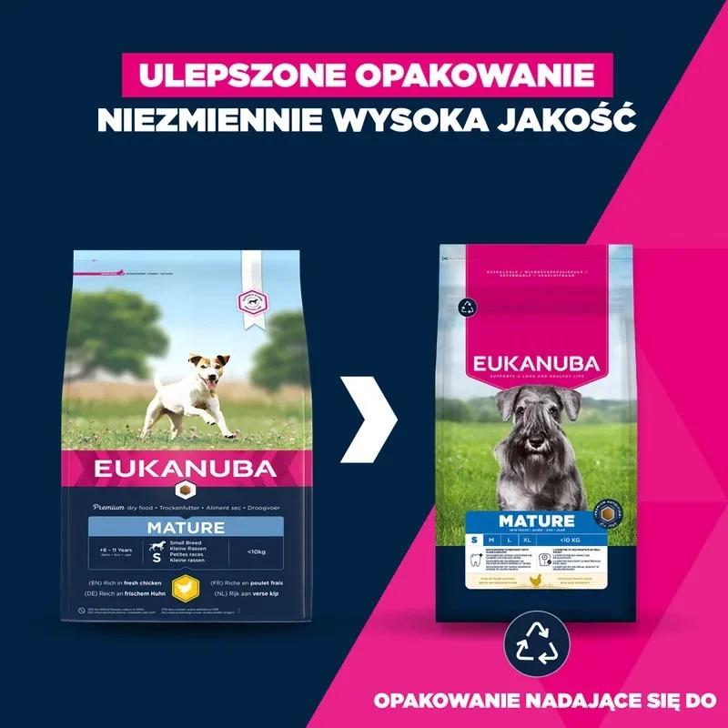 Sausā suņu barība EUKANUBA Mature Small Chicken 3 kg — pieaugušiem mazo šķirņu suņiem