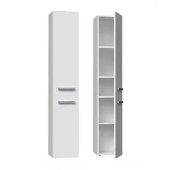 Vannas istabas glabāšanas skapis top e shop NEL II BIEL — brīvi stāvošs, 5 plaukti, 310×300×1740 mm, balts