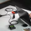 USB-C kabeļu komplekts zaļa Cell GC Ray — USB A uz USB C 3 garumi (30 cm, 120 cm, 200 cm), USB PD, 480 Mbps, 2,4 A, melns