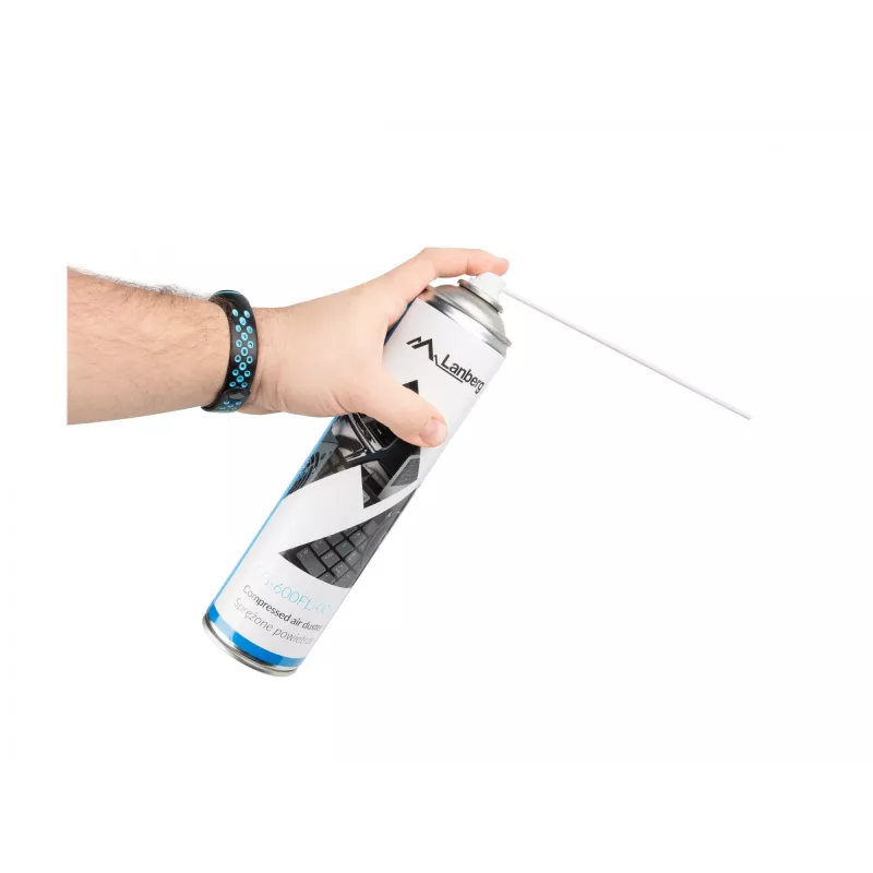 Saspiesta gaisa putekļu pūtējs LANBERG CG-600FL-001 — 600 ml, datoru tīrīšanai, melns/zils/baltss