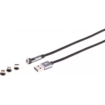 Magnētiskais USB-A 3-in-1 kabelis ShiverPeaks 14-19011 — 540° rotējams 7 kontaktu, 2,0 m