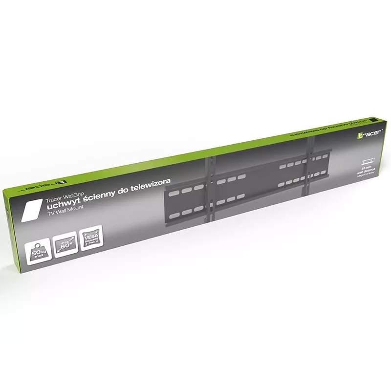 Sienas stiprinājums TRACER TRAUCH47657 — metāla TV sienas kronšteins, VESA līdz 600x400, 50 kg, platums 675 mm, dziļums 55 mm