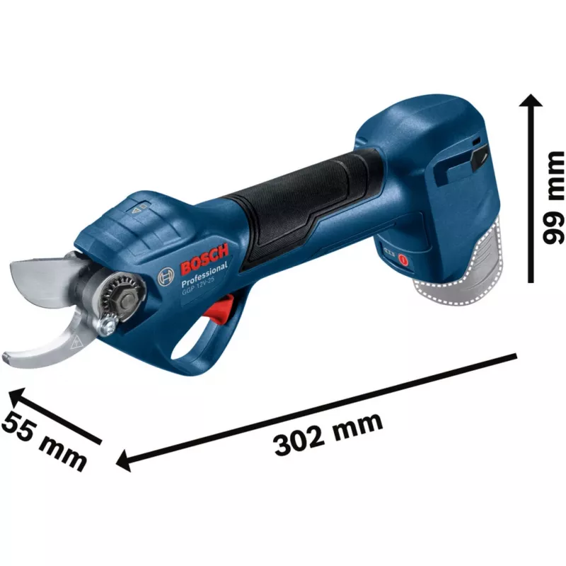 akumulatora dārza šķēres GGP 12V-25 Professional solo, 12V (zila/melna, bez akumulatora un lādētāja)