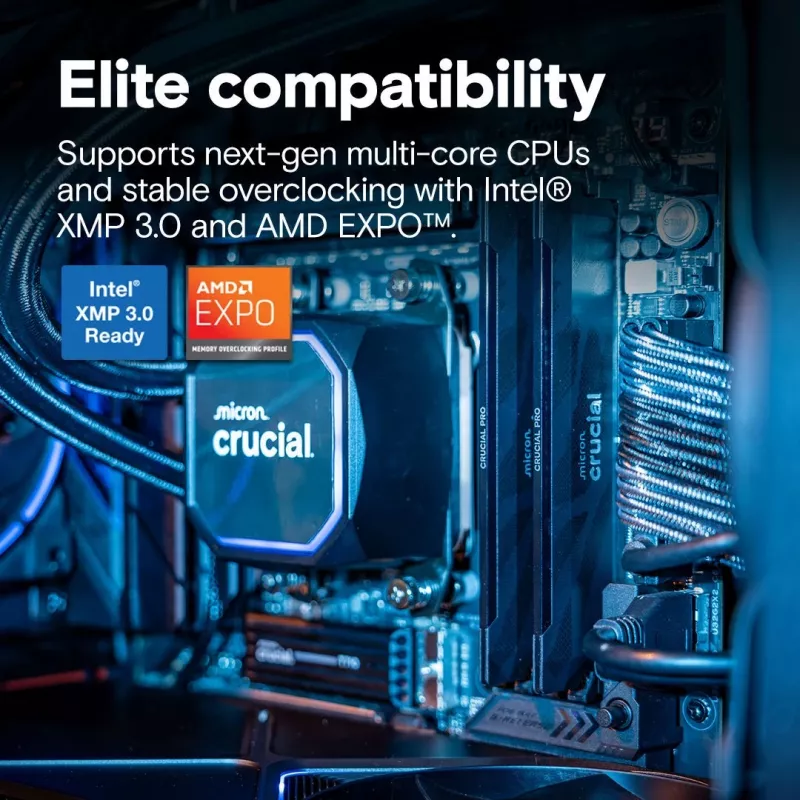 DDR5 operatīvās atmiņas modulis CRUCIAL Pro OC 16GB (1×16GB) 6400 MT/s CL32